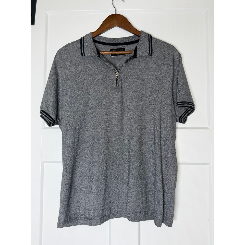 Cactus Man Quarter Zip Polo Shirt Mens L Grey Excellent Cotton Ricky Singh